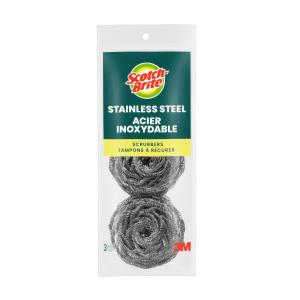 Scotch-Brite Stainless Steel Scrubbers 214C, 3 each/pack, 8 packs/caseimage