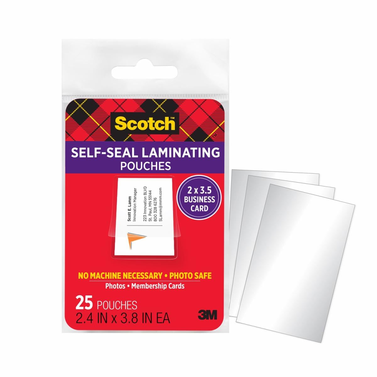 Scotch Self-Sealing Laminating Pouches LS851G Business Card size