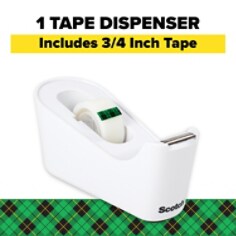 Scotch® Tape Dispenser C18-W, White .75 in x 350 in (19 mm x 8,89 m), Roll of tape included