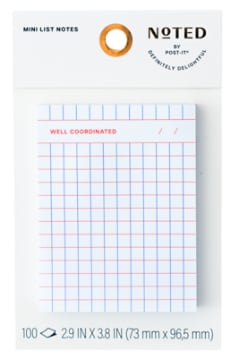 Product image of a white grid note with orange and blue lines and "Well Coordinated" prompt at the top