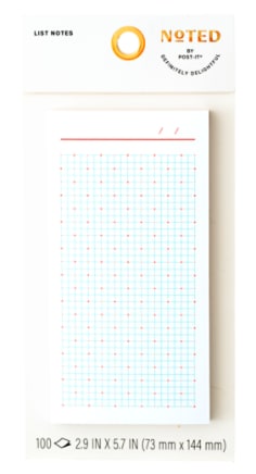 Product image of a custom dot grid white note with orange and aqua dot grid pattern