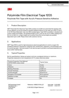 Polyimide Film Electrical Tape 1205 EMD EN EU TDS