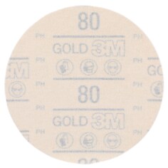 3M Hookit Gold Abrasive Disc, 09231, 80D, 5 in (125 mm), No Hole