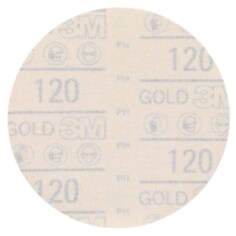 3M Hookit Gold Abrasive Disc, 09232, 120, 5 in (125 mm), No Hole