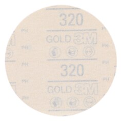 3M Hookit Gold Abrasive Disc, 09237, 320, 5 in (125 mm), No Hole