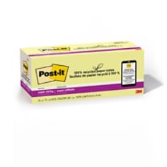 Post-it® Super Sticky Recycled Notes 654R-24SSCY-CP, 3 in x 3 in (76 mm x 76 mm)