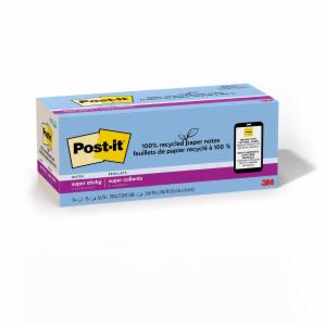 Post-it Super Sticky Recycled Notes 654R-24SST-CP, 3 in x 3 in (76 mm x 76 mm), 24 Pad/Pack,8/CV,100% PEFC,SGSCH-PEFC-COC-110078 image Post-it Super Sticky Recycled Notes 654R-24SST-CP, 3 in x 3 in (76 mm x 76 mm), 24 Pad/Pack,8/CV,100% PEFC,SGSCH-PEFC-COC-110078image