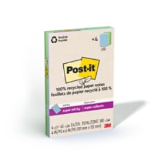 Post-it® Super Sticky Recycled Notes 4621R-4SST, 4 in x 6 in (101 mm x 152 mm)
