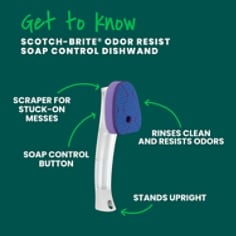 Scotch-Brite® Soap Control Odor Resist Non Scratch Dishwand, B+ Enhanced Content - Get to Know