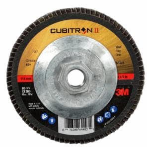 3M™ Cubitron II Flap Disc 969F, 40+, T27 Quick Change, 4-1/2 in x 5/8″-11, Giant, 10 ea/Caseimage