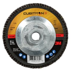 3M Cubitron II Flap Disc 969F, 60+, T29 Quick Change, 4-1/2 in x 5/8"-11, 10 ea/Case