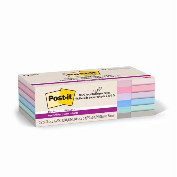 Post-it Super Sticky Recycled Notes 654R-12SSNRP