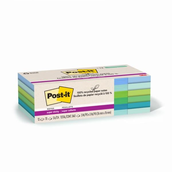 Post-it Super Sticky Recycled Notes 654R-12SST