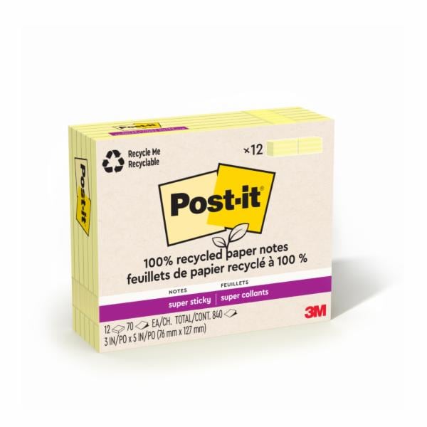 Post-it Super Sticky Recycled Notes 655R-12SSCY