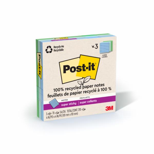 Post-it Super Sticky Recycled Notes 675R-3SST