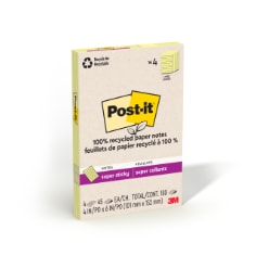 Post-it Super Sticky Notes 4621R-4SSCY, Canary, 4x6IN