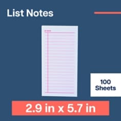 Post-it® Noted List Notes, Cornflower, 2.9 in x 5.7 in (73.6 mm x 144.7 mm)