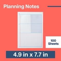 Post-it® Noted Planning Notes, White Blue, 4.9in x 7.7in (124.4mm x 195mm)