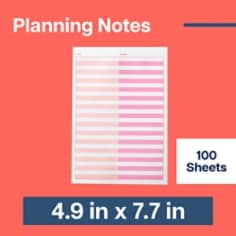 Post-it® Noted Planning Notes, Muti Color, 4.9in x 7.7in (124.4mm x 195mm)