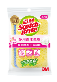 3M™ 百利多用途木漿棉3片裝-藍/黃, 24包/箱