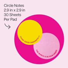Post-it® Circle Die Cut Notes W25-CS-1, Pink-Yellow, 2.9 in x 2.9in (73mmx73mm), two pads