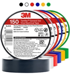 Product Shot of 3M™ Temflex™ General Use Vinyl Electrical Tape 150, All Colors