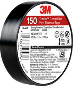 3M™ Temflex™ General Use Vinyl Electrical Tape 150, Black, Inclined