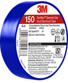3M™ Temflex™ General Use Vinyl Electrical Tape 150, Blue, Inclined