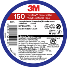 3M™ Temflex™ General Use Vinyl Electrical Tape 150, Blue, Wafer
