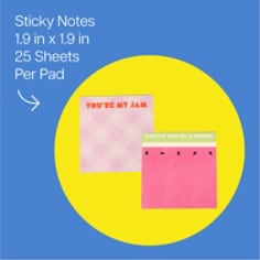 Post-it Cute Sticky Notes, Pink Plaid You’re my Jam, and Pink Watermelon Notes One in a Melon