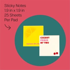 Post-it Cute Sticky Notes, Yellow Notes, Squeeze the Day! and Cream Notes, Cherry Proud You Header