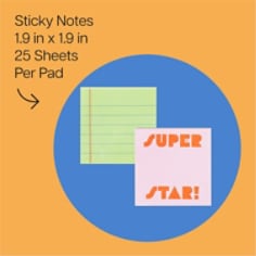 Post-it Cute Sticky Notes, Green Lined Notes and Pink Notes with Super Star!