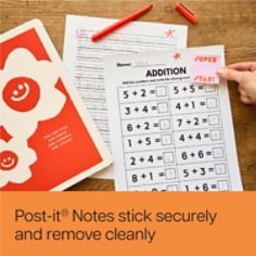 Post-it Cute Sticky Notes, Yellow Notes with Smiley Face and Pink Notes with Super Star! Writing