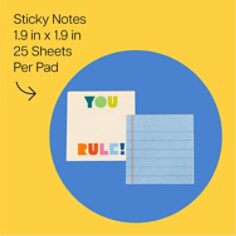 Post-it Cute Sticky Notes, Cream Notes with You Rule! and Blue Lined Notes! Writing