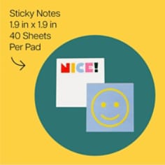 Post-it Cute Sticky Notes, Cream Notes with Nice Header and Blue Notes with Yellow Smily Face