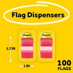 Post-it® Flags 680-RD2, 1 in. x 1.7 in. (2.54 cm x 4.31 cm) Red, 2-pk