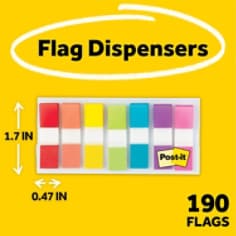 Post-it® Flags 683-7CF, 0.47 in x 1.7 in (11.9 mm x 43.2 mm)