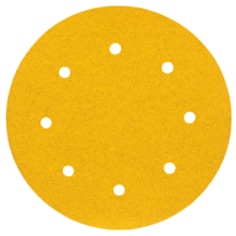 A 3M Stikit Gold Abrasive Disc with 8 holes