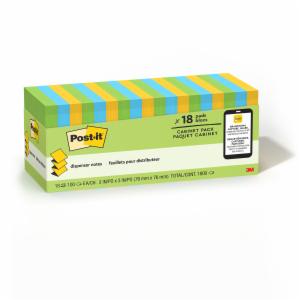 Post-it Dispenser Pop-up Notes R330-18AUCP, Assorted colors, 3 in x 3 in, 18 pads, 100% PEFC, SGSCH-PEFC-COC-110078image