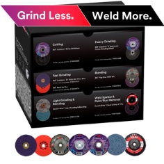 3M Grind Less Weld More kit image with call outs of what is included