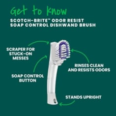 Scotch-Brite® Soap Control Odor Resist Dishwand Brush Scrubber 751U-4, Get to Know B+ Image
