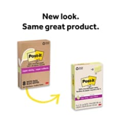 Post-it® Super Sticky Recycled Notes 4621R-8SSCY, 4 in x 6 in (101 mm x 152 mm)