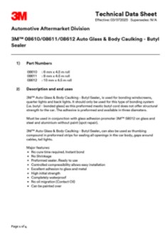 3M™ 08610/08611/08612 Auto Glass & Body Caulking - Butyl Sealer - TDS NER
