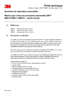 Mastic pour vitres et carrosserie automobile 3M™ 08610/08611/08612 – mastic butyle