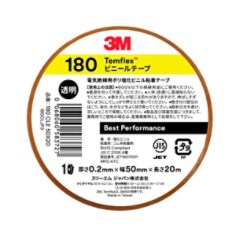 3M™ Temflex™ ビニールテープ 180, クリア, 50 mm x 20 m, 40 巻/箱
