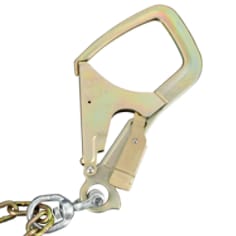 A 3M DBI-SALA Positioning Lanyard: Steel Rebar Hook, Steel Snap Hook 2' long