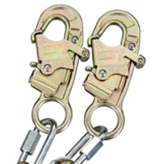 A 3M DBI-SALA Positioning Lanyard: Steel Rebar Hook, Steel Snap Hook 2' long
