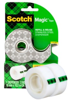 Scotch™ Home and Office Tape Magic™ Stainless Steel Dispenser with refill pack