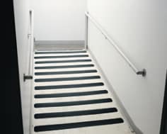 Access ramp with treads applied to the floor