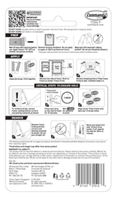 Command™ Picture Hanging Strips 17204VP, White, Medium, Value Pack, Back